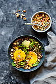 Lentil salad with citrus and nuts