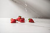 Strawberries with drops of water
