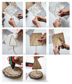Deko-Tannenbäumchen aus Draht und Papier in Holzoptik selber basteln