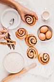 Cinnamon buns with baking ingredients