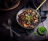 Vegan Soy Miso chestnut mushrooms and Aubergine
