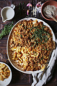 Loaded oat milk mac and cheese gratin