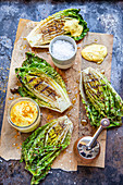 Grilled romaine lettuce with curry mayonnaise