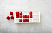 Chia jam frozen in an ice cube tray