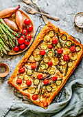 Puff pastry tart with vegetables