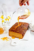 Syrup loaf cake with orange zest