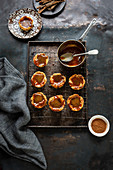 Custard tarts with caramel topping
