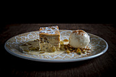 Bread and Butter Pudding with Vanilla Ice Cream