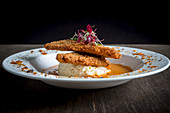 Fried Fish on Soft Chilli Risotto with Goan Curry Sauce (India)