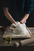 Kneading Italian Pizza dough