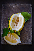 A sliced lemon