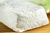 Tofu dough on bamboo mat