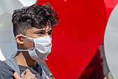 Man wearing facemask during Covid-19 outbreak
