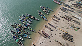 Fishing boats, Senegal, aerial view