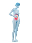 Woman with a painful abdomen, illustration