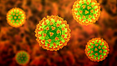 Covid-19 coronavirus particles, illustration