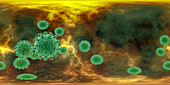 Covid-19 coronavirus particles, illustration