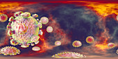 Covid-19 coronavirus particles, illustration