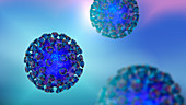 Covid-19 coronavirus particles, illustration