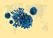Virus spreading, illustration