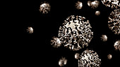 Covid-19 coronavirus particles, illustration