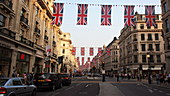 Traffic and flags on Regent Street