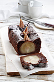 Chocolate cake with pears