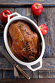 Roasted duck with apple stuffing