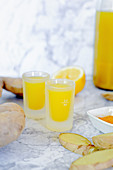Lemon shot with ginger and turmeric