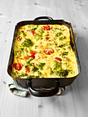 Frittata with broccoli and cherry tomatoes