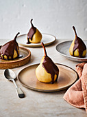 Poached pears with chocolat sauce