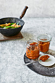 Homemade red Thai curry paste