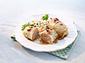 Cabbage roulade with vegetable rice