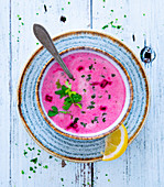 Beetroot soup with coriander