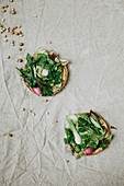 Goat's cheese tartlets with spring vegetables
