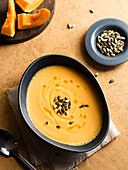 Roasted pumpkin soup with seeds