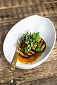 Grilled eggplant with coriander