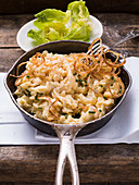 Cheese Spätzle (soft egg noodles from Swabia) with onions