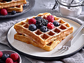 Classic waffles with berries