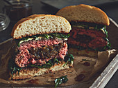 Stuffed pork burger with cheese