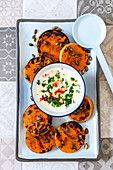 Barbecued butternut with spicy buttermilk and coriander dressing