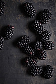 Blackberries on a metal plate