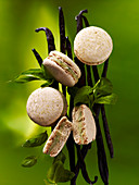 Macarons with basil and vanilla