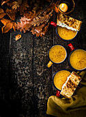 Creamy pumpkin soup with blue cheese and sage toasties