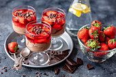 Chocolate mascarpnone cheesecake with strawberry jelly
