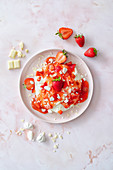 Cottage cheese with meringue and strawberries