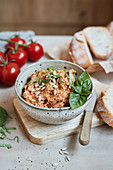 Tomato spread with basil and sunflower seeds