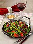 Stir-fried beef and beans