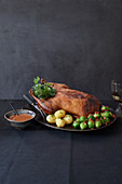 Stuffed duck with Brussels sprouts