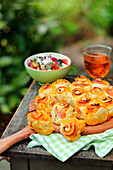 Pull-apart ham and cheese bread